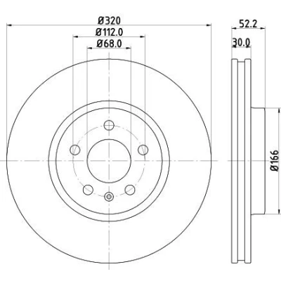 Bilde av HELLA PRO 8DD 355 113 911 Bremseskiver 320 30 05/06 112 innvendig ventilert belagt uten hjulfestebolt, hjulnav AUDI: Q5, A4 B8 Avant, A5 Coupé