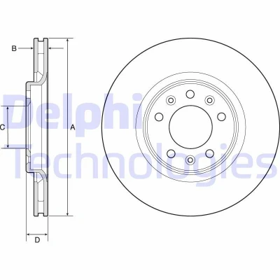 Bilde av DELPHI BG4806C Bremseskiver 294 22 5 ventilert belagt ubehandlet uten hjullager, ABS sensorring TOYOTA: Proace II Van, Verso