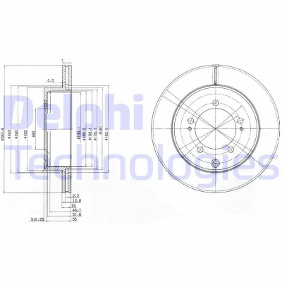 Bilde av DELPHI BG9849 Bremseskiver 284 20 5 ventilert oljet ubehandlet uten hjullager, ABS sensorring MITSUBISHI: Space Wagon III, Lancer 6 Limousine