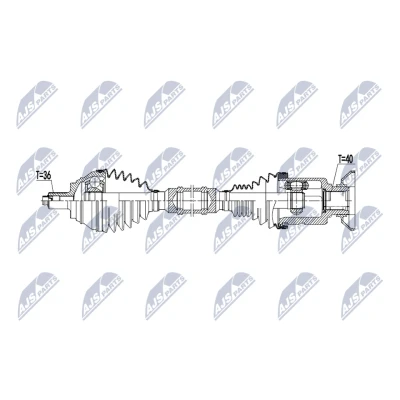 Bilde av NTY NPW VW 235 Drivaksel framaksel høyre 604mm