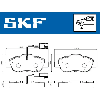 Bilde av SKF VKBP 80313 E Bremseklosser inkl. slitasjevarselkontakt FIAT: Panda III Hatchback