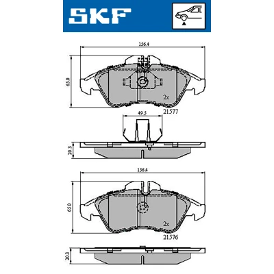 Bilde av SKF VKBP 80254 Bremseklosser klargjort for slitasjeindikator MERCEDES BENZ: Sprinter 3 T Minibuss, Flatvogn lastebil/Chassis