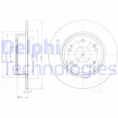Bilde av DELPHI BG4249 Bremseskiver 282 9 5 fullt ut oljet ubehandlet uten hjullager, ABS sensorring HONDA: ACCORD 8 Kombi, 8, CIVIC