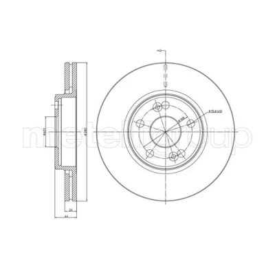 Bilde av METELLI 23 0533 Bremseskiver 280,0 24,0 5 61,0 ventilert RENAULT: ESPACE 3, Scénic 1