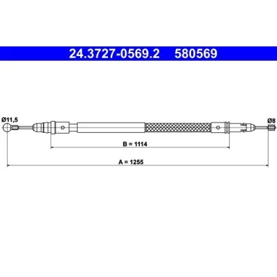 Bilde av ATE 24.3727 0569.2 Bremsekabel 1255