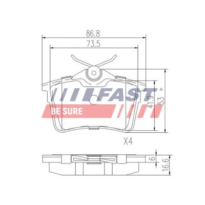 Bilde av FAST FT29515 Bremseklosser bakaksel ekskl. slitasjevarselkontakt PEUGEOT: Partner II Van, 308 I SW, Tepee, CITROËN: Berlingo Van