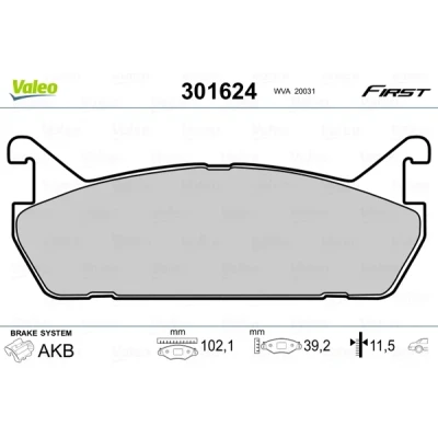 Bilde av VALEO 301624 Bremseklosser FIRST bakaksel ekskl. slitasjevarselkontakt uten antiskrike blikk MAZDA: MX 5 I, 323 C IV Hatchback, 626 Hatchback