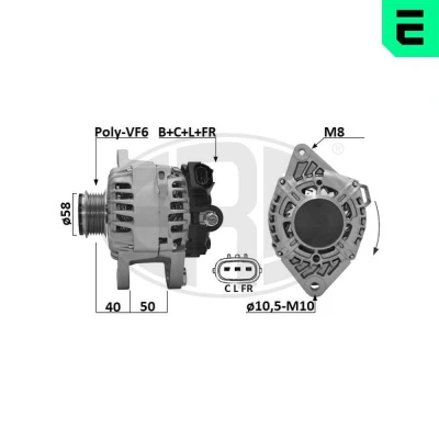 Bilde av ERA 209654A Dynamo 12V 120A KIA: SOUL 2
