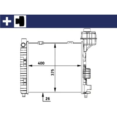 Bilde av MAHLE ORIGINAL CR 322 000S Radiator for kjøretøy uten luftkondisjonering 400 375 26 med deksel Kjøleribber satt sammen mekanisk