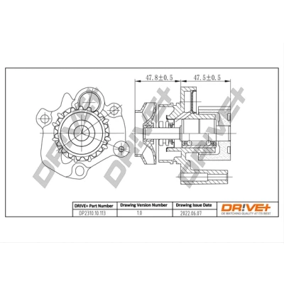 Bilde av Dr!ve+ DP2310.10.113 Vannpumpe mekanisk for tannremdrift VOLKSWAGEN: Caddy 3, Tiguan I, Touran I