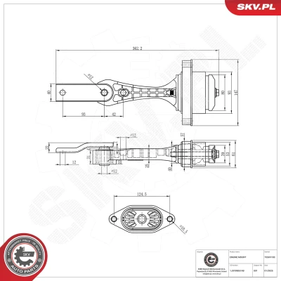 Bilde av Lagring, motor, Bak, Nede, Høyre Esen skv 75SKV103 audi, seat, skoda, vw OE 1J0 199 851 AK, 1J0199851AA, 1J0199851AB