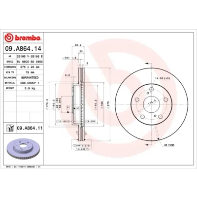 Bilde av Bremseskive, Framaksel, toyota auris, corolla sedan, 4351202220, 4351202360, 4351212670