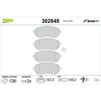 Bilde av VALEO 302848 Bremseklosser framaksel inkl. slitasjevarselkontakt uten skruer, med antihyle blikk NISSAN: NP300 Navara Pick up, MERCEDES BENZ: X Klasse