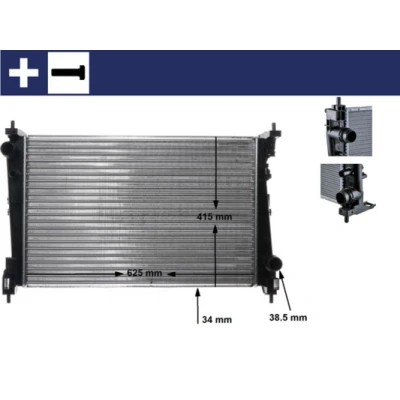 Bilde av MAHLE ORIGINAL CR 1112 000S Radiator for kjøretøy med/uten klimaanlegg 620 395 27 med skruer Kjøleribber satt sammen mekanisk