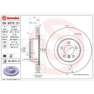 Bilde av BREMBO COATED DISC LINE 09.9372.21 Bremseskiver 360 30 5 innvendig ventilert belagt høy karbon LAND ROVER: Range Rover 3