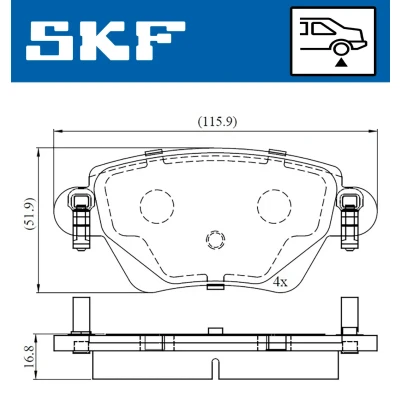 Bilde av SKF VKBP 90170 Bremseklosser ikke klargjort for slitasjeindikator FORD: MONDEO 3 Kombi, RENAULT: Kangoo I Express