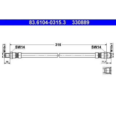 Bilde av ATE 83.6104 0315.3 Bremseslange 315 M10x1 BMW: 5 Touring