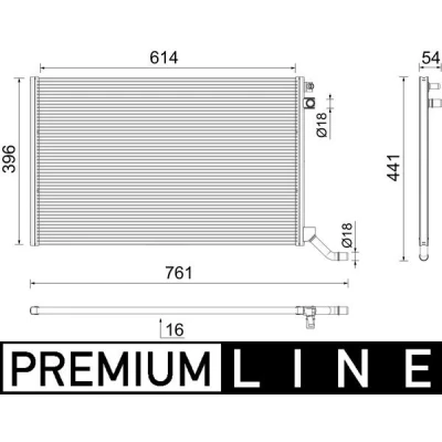Bilde av MAHLE ORIGINAL CR 2445 000P Radiator 614, 614,0 396, 396,0 16, 16,0 Kjøleribber loddet