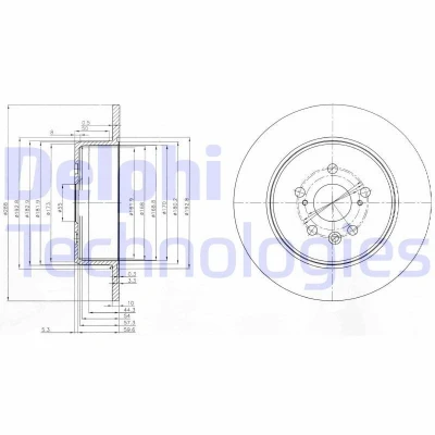 Bilde av DELPHI BG3777 Bremseskiver 288 10 5 fullt ut oljet ubehandlet uten hjullager, ABS sensorring TOYOTA: Avensis I Stasjonsvogn, Sedan