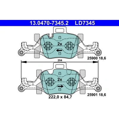 Bilde av ATE 13.0470 7345.2 Bremseklosser klargjort for slitasjeindikator, ekskl. slitasjevarselkontakt BMW: 5 Touring, Sedan, 7