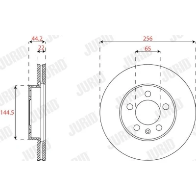 Bilde av JURID 563227JC Bremseskiver 256 22 5 ventilert belagt uten skruer VOLKSWAGEN: Polo VI, SEAT: IBIZA