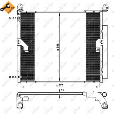 Bilde av NRF EASY FIT 350335 Kondensator med tørker, tetningsring 15,5 10,1 Aluminium 575 TOYOTA: Land Cruiser Prado 150