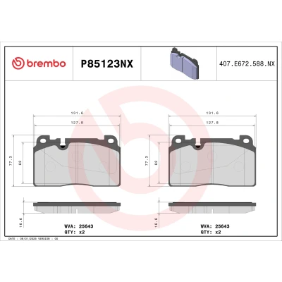 Bilde av BREMBO Bremseklosser klargjort for slitasjeindikator P85123NX