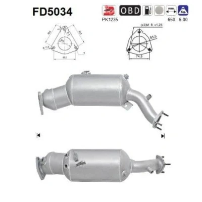 Bilde av AS FD5034 Partikkelfilter Euro 5 Cordierit AUDI: A6 C7 Avant, A4 B8 Allroad, Q5