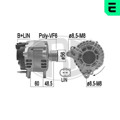 Bilde av ERA 209191A Dynamo 14V 180A VOLKSWAGEN: Passat B6 Variant, B7 Alltrack, SKODA: Superb II Stasjonsvogn, Hatchback