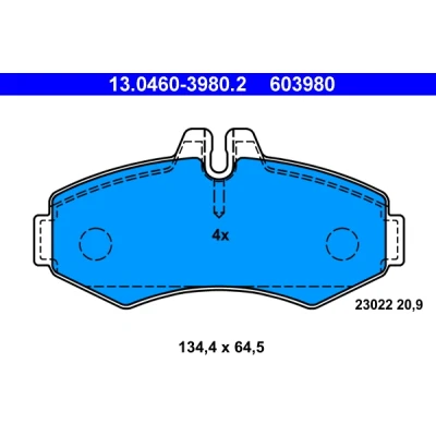Bilde av ATE 13.0460 3980.2 Bremseklosser klargjort for slitasjeindikator, ekskl. slitasjevarselkontakt MERCEDES BENZ: Vito Minibuss, V Klasse, Van