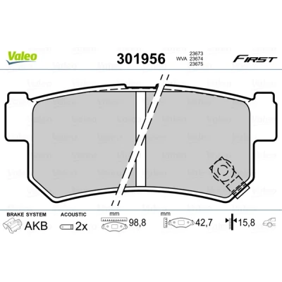 Bilde av VALEO 301956 Bremseklosser bakaksel inkl. slitasjevarselkontakt uten antiskrike blikk SSANGYONG: Rexton / 2, W, Actyon Sports I Pick up