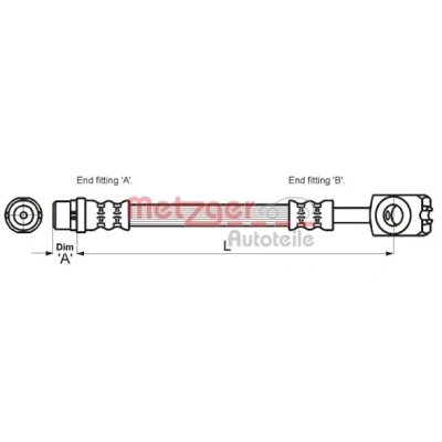 Bilde av METZGER 4116214 Bremseslange 240 AUDI: A4 B5 Avant, Sedan