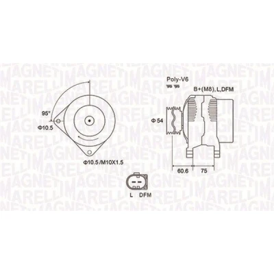 Bilde av MAGNETI MARELLI 063731757010 Dynamo 12V 150A BMW: 3 Touring, X5, Sedan, LAND ROVER: Freelander I SUV