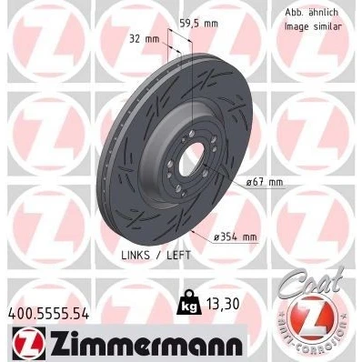 Bilde av ZIMMERMANN 400.5555.54 Bremseskiver 354 32 9/5 5 112 innvendig ventilert, med sliss belagt høy karbon