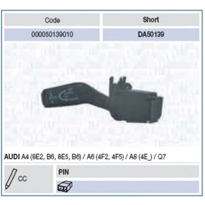 Bilde av MAGNETI MARELLI 000050139010 Bryter Rattstamme AUDI: Q7, A8 D3