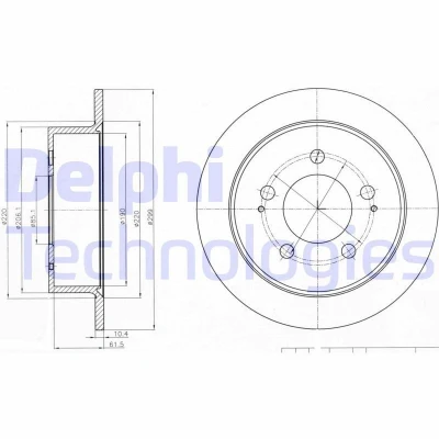 Bilde av DELPHI BG4220 Bremseskiver 299 10 5 fullt ut oljet ubehandlet uten hjullager, ABS sensorring SSANGYONG: Rexton / 2