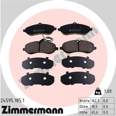 Bilde av ZIMMERMANN 24595.185.1 Bremseklosser inkl. slitasjevarselkontakt Bildet viser leveranseinnholdet PEUGEOT: Expert II Tepee, Van