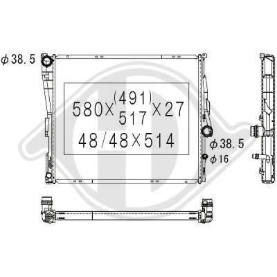 Bilde av DIEDERICHS DCM1586 Radiator 580 495 32 Climate BMW: X3