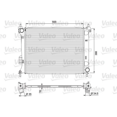 Bilde av VALEO 701729 Radiator Aluminium 500 388 16 uten hette Kjøleribber loddet