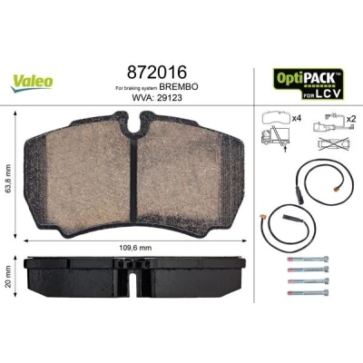 Bilde av VALEO 872016 Bremseklosser bakaksel inkl. slitasjevarselkontakt uten sikringsskruesett, for vanskelige bruksforhold FORD: Transit Mk6 Van