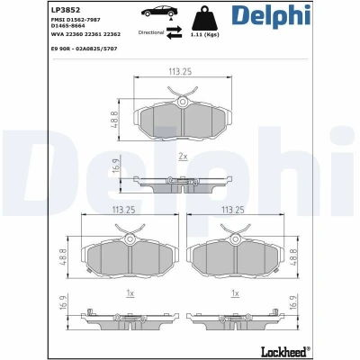 Bilde av Bremseklosser sett DELPHI LP3852