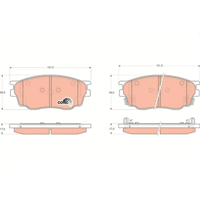 Bilde av TRW COTEC GDB3309 Bremseklosser med akustisk slitasjevarsel MAZDA: 6 Hatchback, 323 F 6, Sedan
