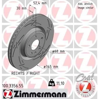 Bilde av ZIMMERMANN BLACK Z 100.3356.55 Bremseskiver 345 30 6/5 5 112 innvendig ventilert, med sliss belagt høy karbon AUDI: A6 C7 Avant, A4 B8 Q5