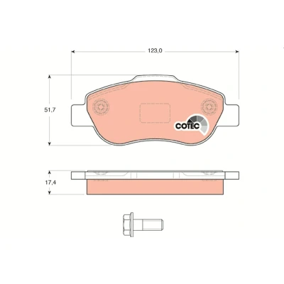 Bilde av TRW COTEC GDB1589 Bremseklosser ikke klargjort for slitasjeindikator FIAT: Panda II Hatchback
