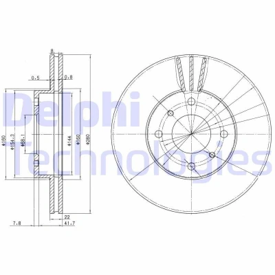 Bilde av DELPHI BG3596 Bremseskiver 280 22 4 ventilert oljet ubehandlet uten hjullager, ABS sensorring NISSAN: 200SX, Almera II Hatchback