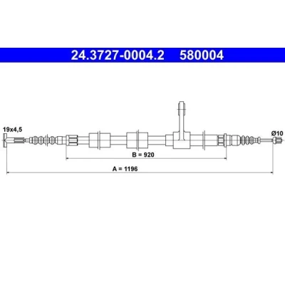 Bilde av ATE 24.3727 0004.2 Bremsekabel 1196 ALFA ROMEO: 156 Sportwagon, Sedan
