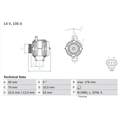 Bilde av BOSCH 0 986 042 790 Dynamo 14V 105A