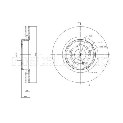 Bilde av METELLI 23 1829C Bremseskiver 315,0 28,0 5 64,1 ventilert spraylakkert HONDA: CR V 4