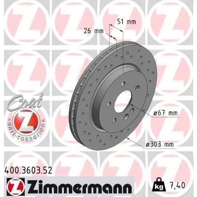 Bilde av ZIMMERMANN SPORT COAT Z 400.3603.52 Bremseskiver 303 26 6/5 5 112 innvendig ventilert, hullet belagt høy karbon MERCEDES BENZ: ML Klasse