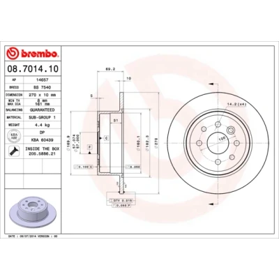 Bilde av BREMBO 08.7014.10 Bremseskiver 270 10 4 fullt ut med skruer